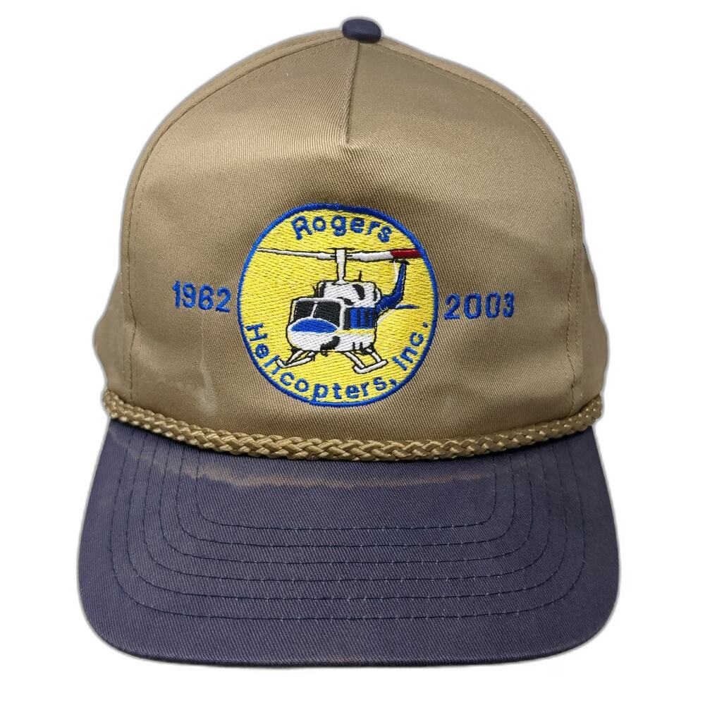 Luna Basics 5 Panel Brown Blue One Size Rogers Helicopters Inc Hat Rope Flag